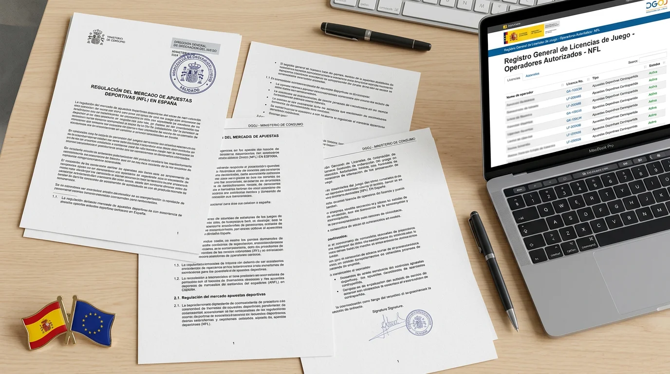 Documentación oficial de licencias de apuestas deportivas en España con logotipo DGOJ